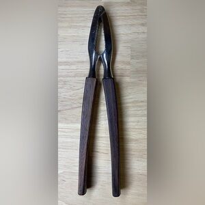 Vintage Nut Cracker Stainless Steel Wood Handle Teak MCM Danish Style Retro